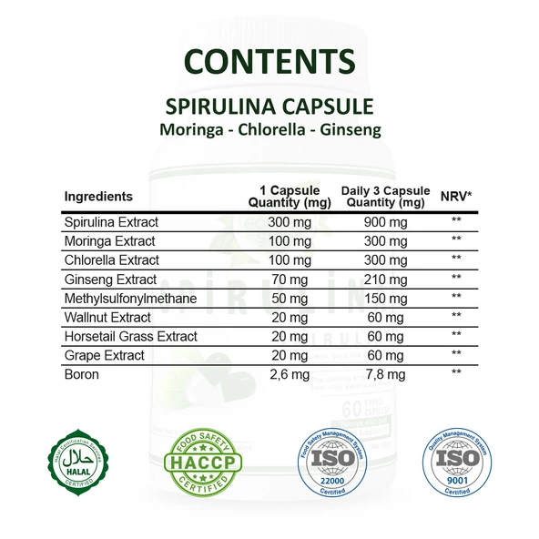 Spirulina Kapsül ( Spirulina Capsule) 60 Adet - Resim 2