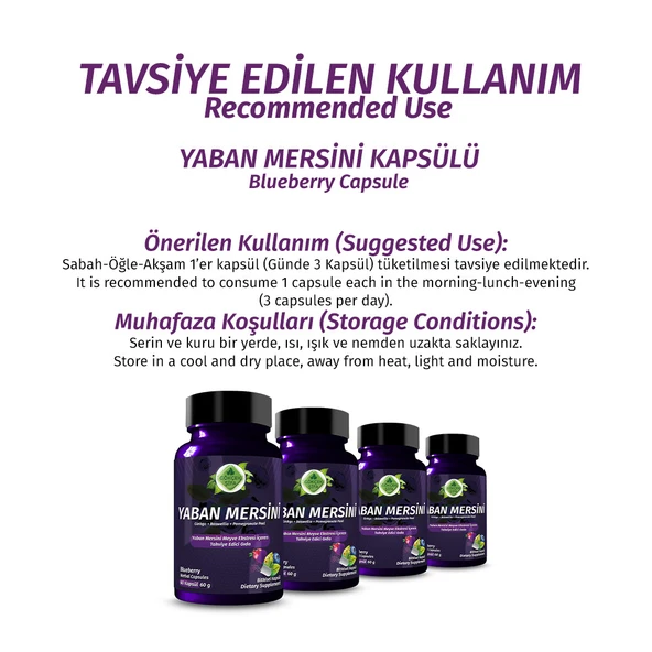 Yaban Mersini Kapsül (Blueberry Capsule) 60 Adet - Resim 4