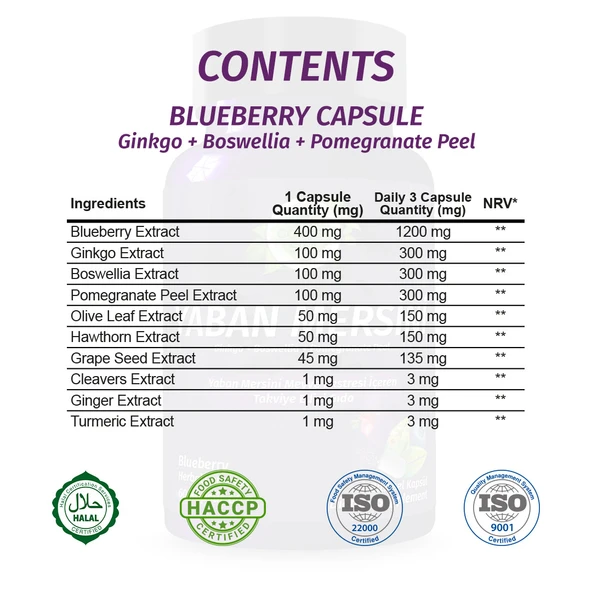 Yaban Mersini Kapsül (Blueberry Capsule) 60 Adet - Resim 2