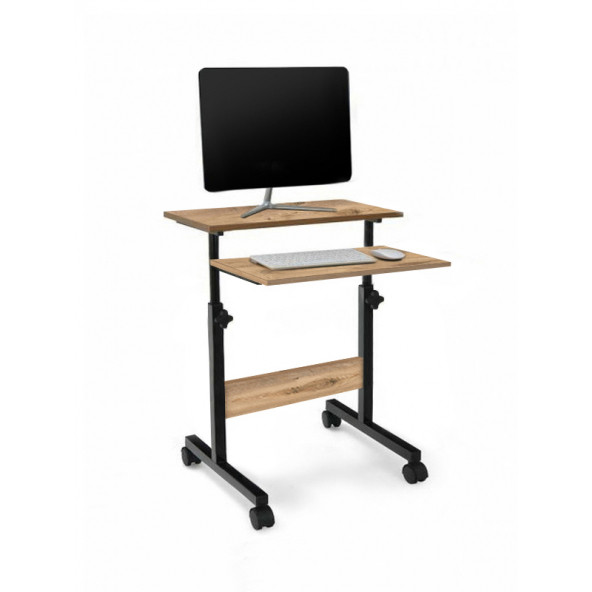 servetavcı Yükseklik Ayarlı Laptop Sehpası ve Çalışma Masası - Atlantik Çam (Tekerli) 60x60 ürün görseli 1