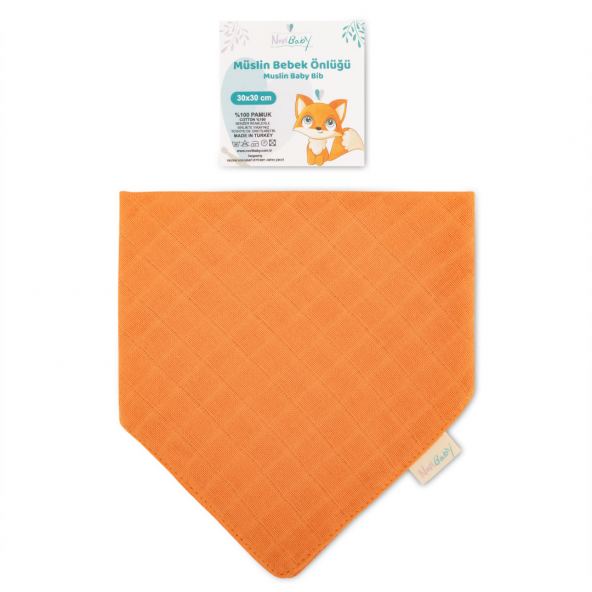 Novibaby Müslin Bebek Fular Önlük  Tarçın  Mama Önlüğü Salya Bezi Ağız Mendili Bandana 30x30cm ürün görseli 1