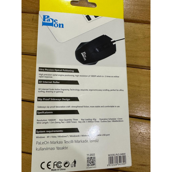 PALEON M800 KABLOLU MAUS MOUSE - Resim 3