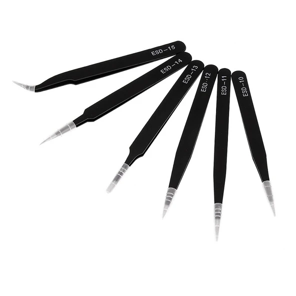 Hassas Elektronik Cımbız Seti 6 Çeşit Antistatik Çelik Tweezer Set ürün görseli 1