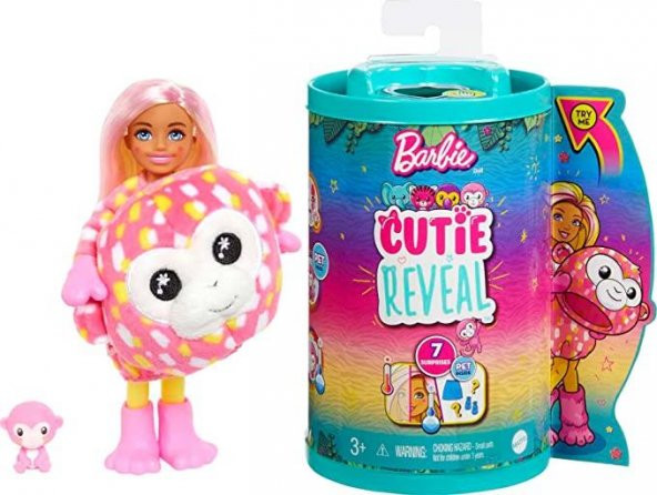 Barbie Cutie Reveal Bebekler Chelsea Tropikal Orman Serisi Maymun HKR12 HKR14 ürün görseli 1