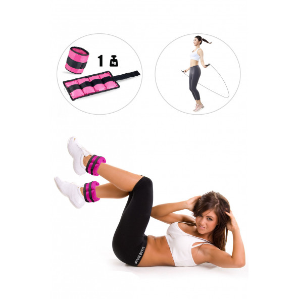 Spor Byfit 1 Kg x 2 Adet Pembe El veya Ayak Bileği Ağırlığı  Atlama ipi ürün görseli 1