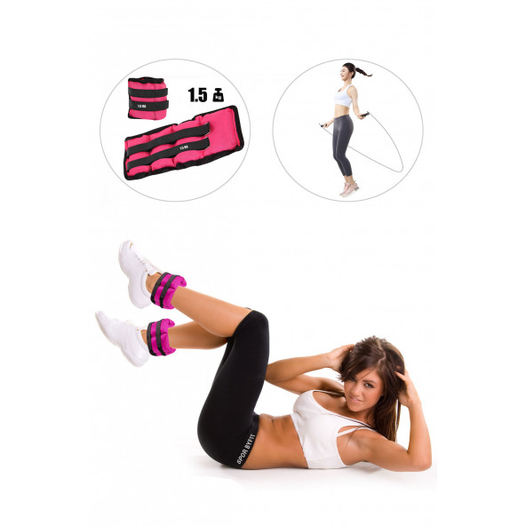 Spor Byfit 1.5 Kg x 2 Adet Pembe El veya Ayak Bileği Ağırlığı  Atlama ipi HEDİYELİ ürün görseli 1