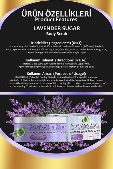 Lavender Sugar Body Scrub 250 ML - Resim 2