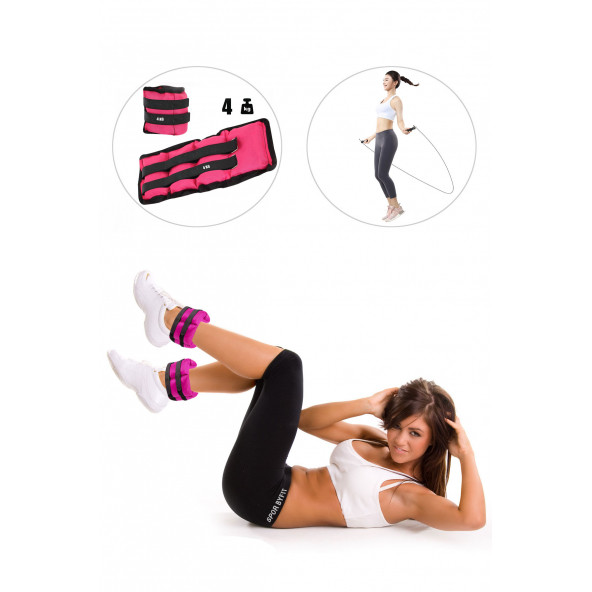 Spor Byfit 4 Kg x 2 Adet Pembe El veya Ayak Bileği Ağırlığı  Atlama ipi HEDİYELİ ürün görseli 1