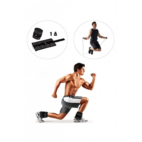 Spor Byfit 1 Kg x 2 Adet Siyah El veya Ayak Bileği Ağırlığı  Atlama ipi HEDİYELİ ürün görseli 1