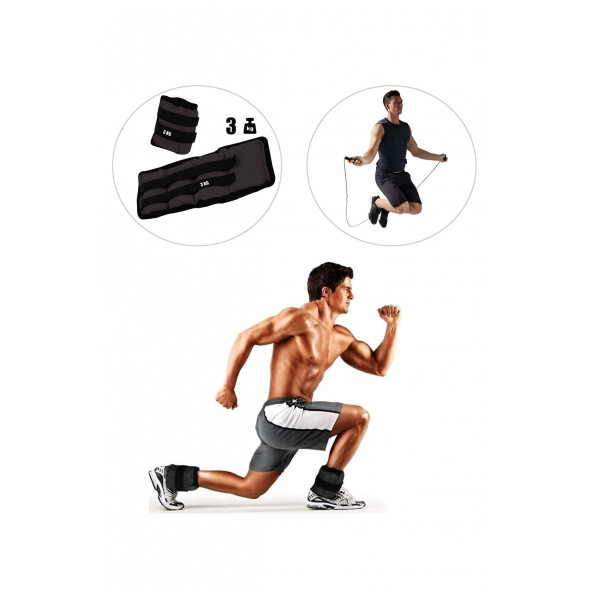 Spor Byfit 3 Kg x 2 Adet Siyah El veya Ayak Bileği Ağırlığı  Atlama ipi HEDİYELİ ürün görseli 1