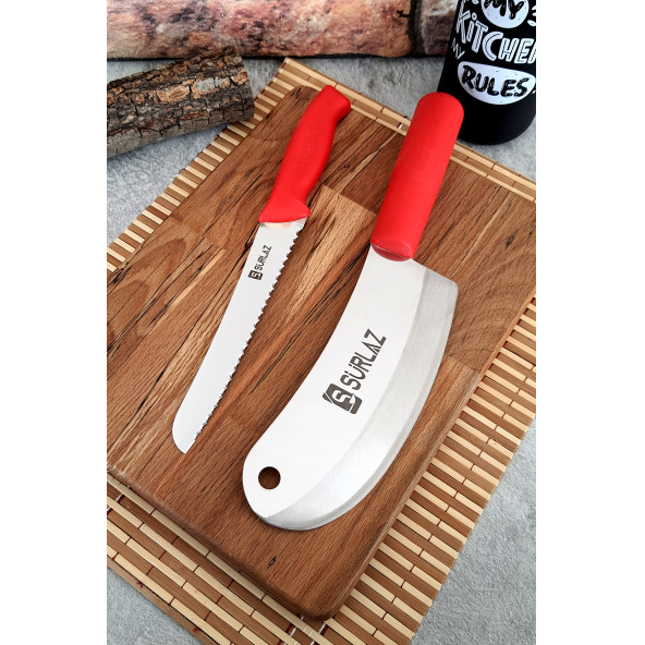 Sürlaz Red Soğan Satırı Tırtıklı Ekmek Bıçağı 2 Parça Set Mutfak Bıçak Seti ürün görseli 1