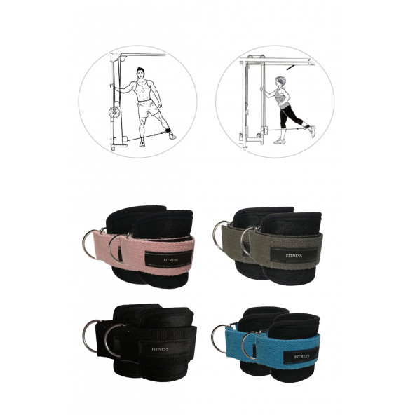 Spor Byfit Ayak Bilek Kayışı D-Ring Fitness Ağırlık Çekiş Aparatı - SİYAH ürün görseli 1