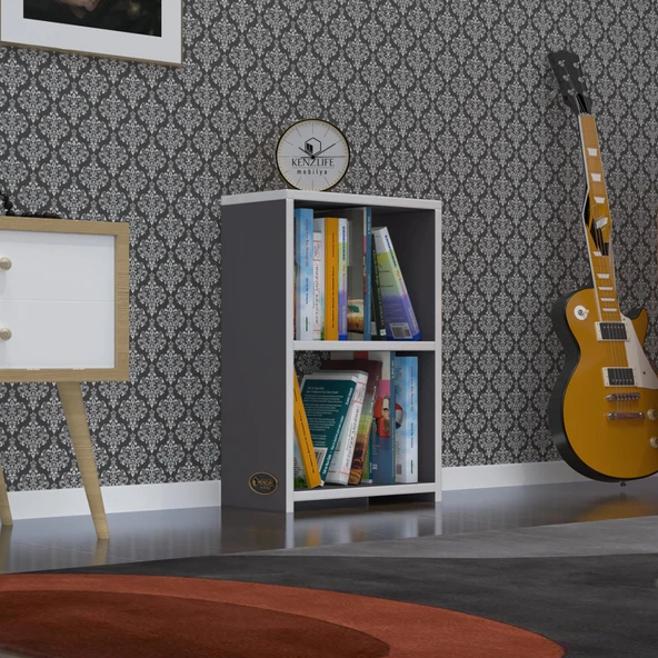 Kenzlife kitaplık süper ga 060*40*19 gri 2 katlı tek bölme ofis mutfak banyo dolabı arkalıksız ürün görseli 1