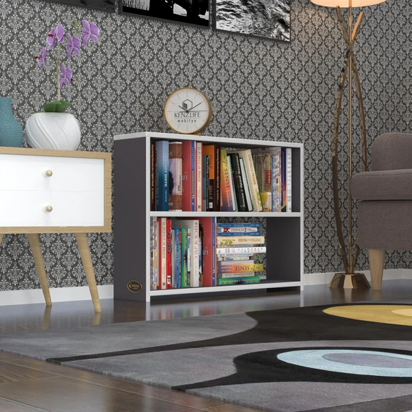 Kenzlife kitaplık süper ga 060*80*19 gri 2 katlı tek bölme ofis mutfak banyo dolabı arkalıksız ürün görseli 1