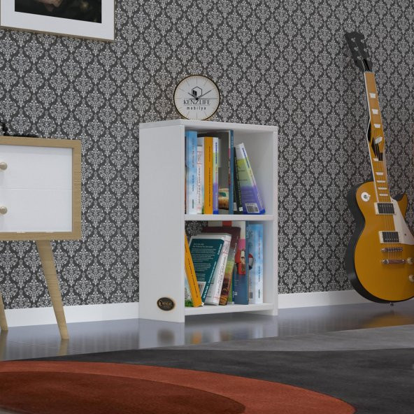 Kenzlife kitaplık süper ga 060*40*19 byz 2 katlı tek bölme ofis mutfak banyo dolabı arkalıksız ürün görseli 1