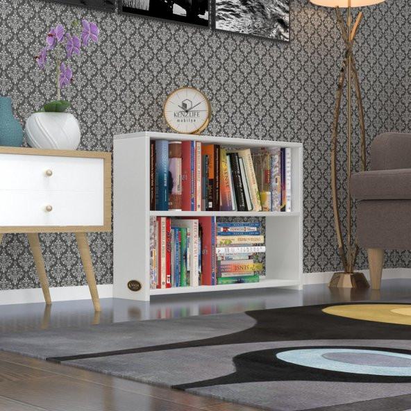 Kenzlife kitaplık süper ga 060*80*19 byz 2 katlı tek bölme ofis mutfak banyo dolabı arkalıksız ürün görseli 1
