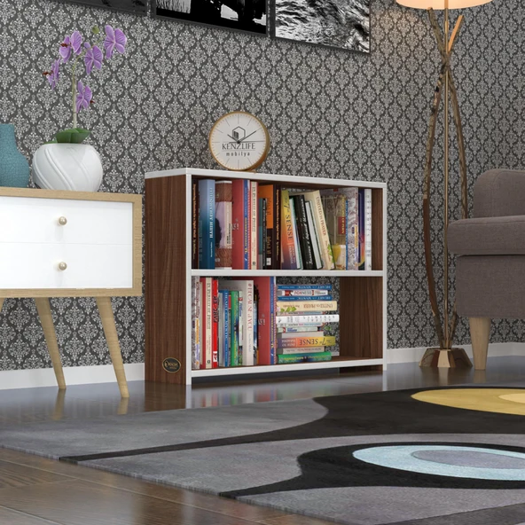 Kenzlife kitaplık süper ga 060*80*19 cvz 2 katlı tek bölme ofis mutfak banyo dolabı arkalıksız ürün görseli 1