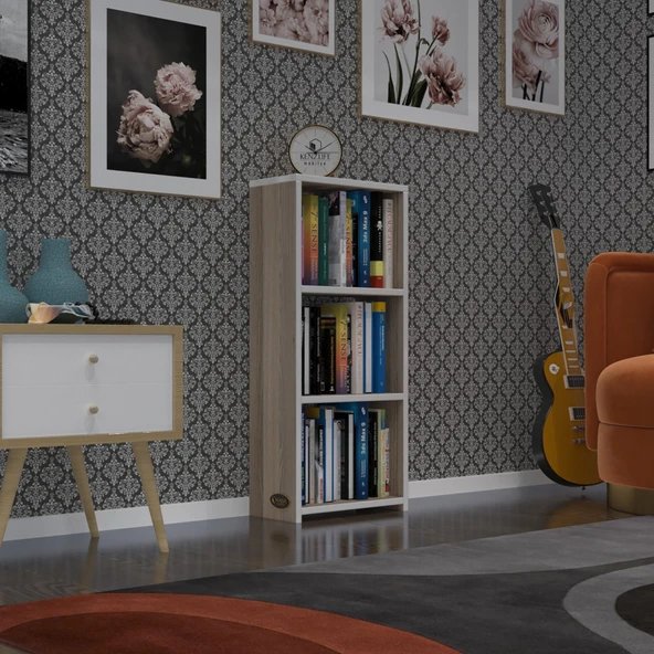 Kenzlife kitaplık süper ga 090*40*19 crd 3 katlı tek bölme ofis mutfak banyo dolabı arkalıksız ürün görseli 1