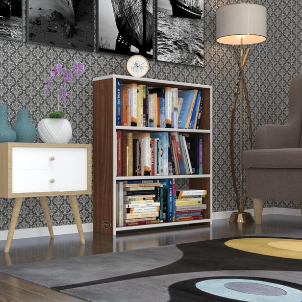 Kenzlife kitaplık süper ga 090*80*19 cvz 3 katlı tek bölme ofis mutfak banyo dolabı arkalıksız ürün görseli 1