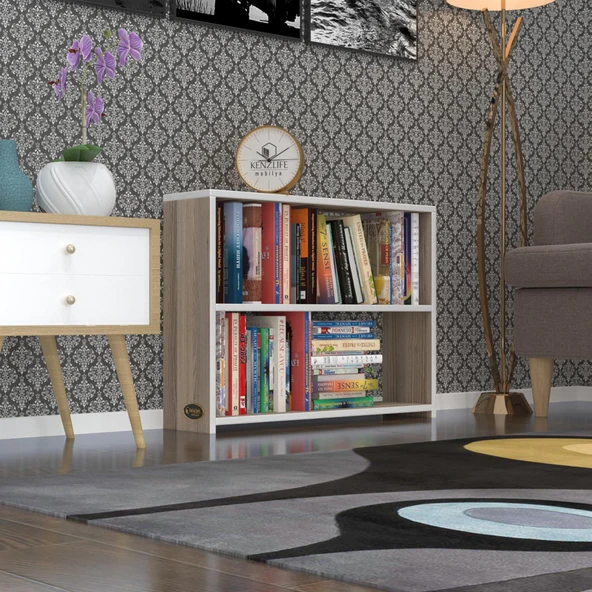 Kenzlife kitaplık süper ga 060*80*19 crd 2 katlı tek bölme ofis mutfak banyo dolabı arkalıksız ürün görseli 1