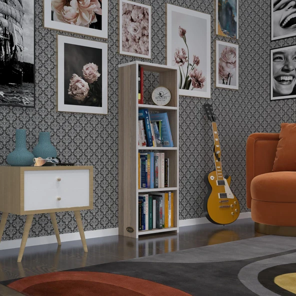 Kenzlife kitaplık süper ga 120*40*19 crd 4 katlı tek bölme ofis mutfak banyo dolabı arkalıksız ürün görseli 1