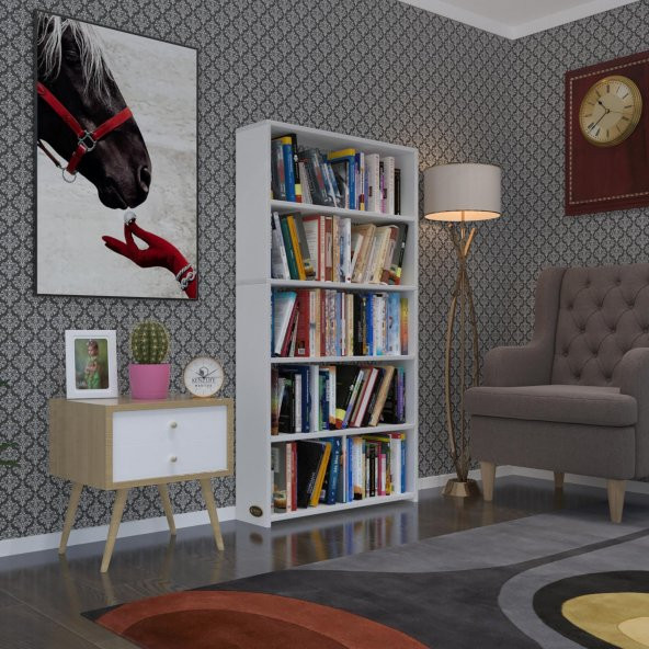 Kenzlife kitaplık süper ga 150*80*19 byz 5 katlı tek bölme çift bölme opsiyonlu ofis mutfak banyo dolabı arkalıksız ürün görseli 1