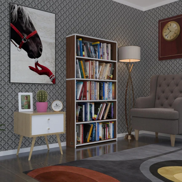 Kenzlife kitaplık süper ga 150*80*19 cvz 5 katlı tek bölme çift bölme opsiyonlu ofis mutfak banyo dolabı arkalıksız ürün görseli 1