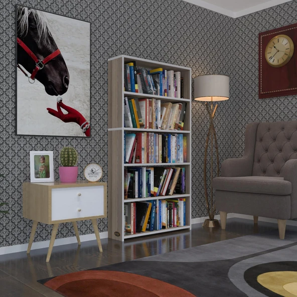 Kenzlife kitaplık süper ga 150*80*19 crd 5 katlı tek bölme çift bölme opsiyonlu ofis mutfak banyo dolabı arkalıksız ürün görseli 1