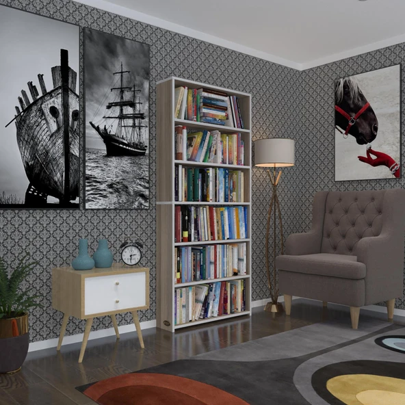 Kenzlife kitaplık süper ga 180*80*19 crd 6 katlı tek bölme çift bölme opsiyonlu ofis mutfak banyo dolabı arkalıksız ürün görseli 1