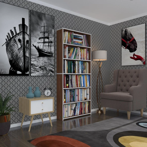 Kenzlife kitaplık süper ga 180*80*19 cvz 6 katlı tek bölme çift bölme opsiyonlu ofis mutfak banyo dolabı arkalıksız ürün görseli 1
