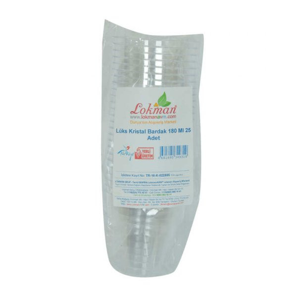 Lüks Kristal Bardak Sert Plastik Çay Kahve Su Otomat Bardağı 180 Ml 25 li 1 Paket ürün görseli 1