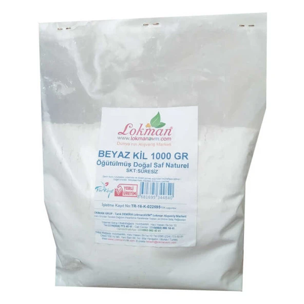 Beyaz Kil Öğütülmüş Doğal Saf Naturel 1000 Gr Paket ürün görseli 1