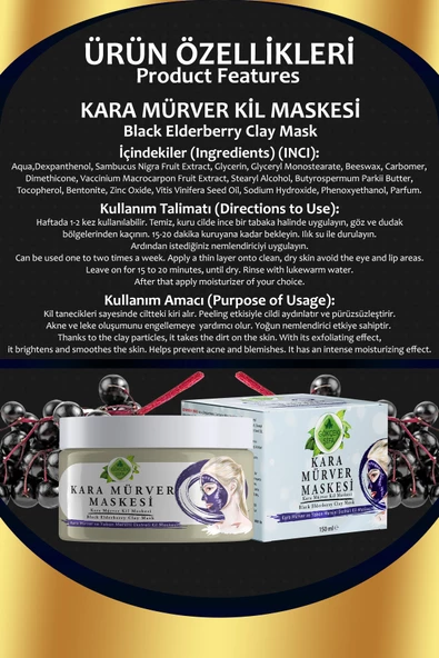 Kara Mürver Kil Maskesi 150 ML - Resim 2