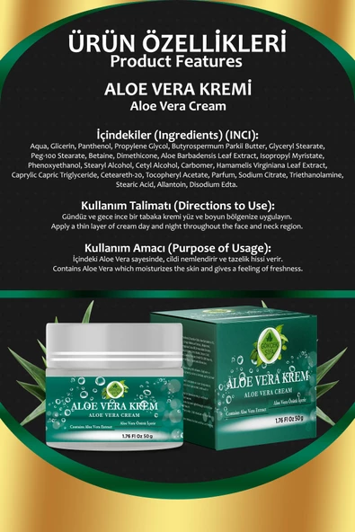 Aloe Vera Krem 50 gr - Resim 2