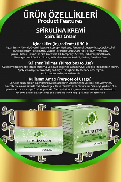 Spirulina Krem 50 gr - Resim 2