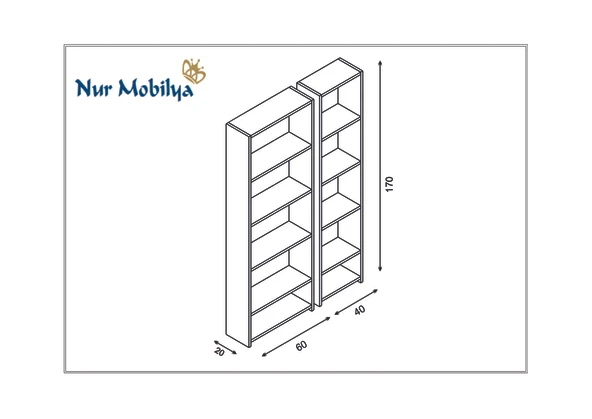 Nur Mobilya Ecrin 2'li Kitaplık Seti Beyaz - Resim 3