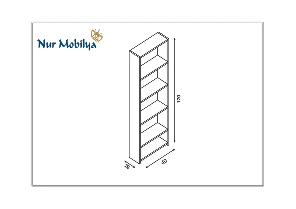 Nur Mobilya Ece 5 Raflı Kitaplık Beyaz - Resim 2