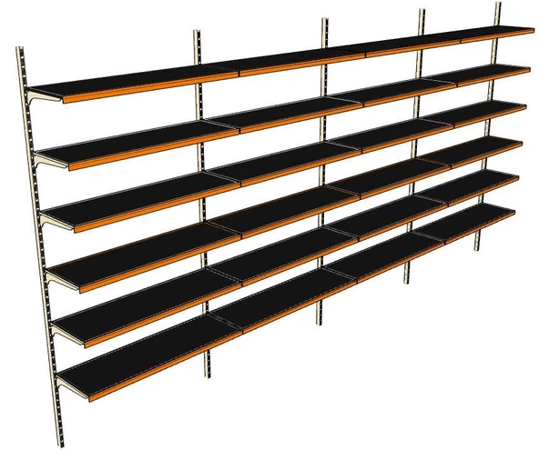 6 Katlı 4'lü Duvara Monte - Standart Market Rafı  Kırmızı 40x95 cm ürün görseli 1