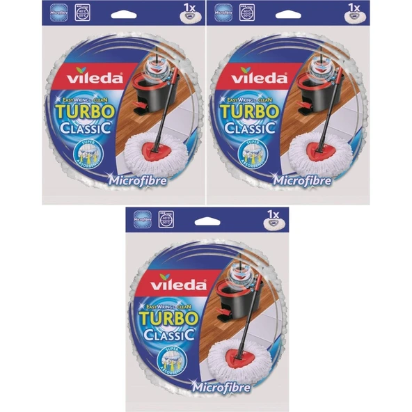 Vileda Turbo Yedek Mop Paspas Ucu (%100 Mikrofiber) (3 Lü Set) ürün görseli 1