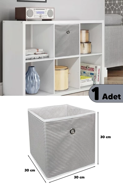 Çok Amaçlı Raf Organizer Saklama Kutusu 30 X 30 X 30 Cm Gri ürün görseli 1