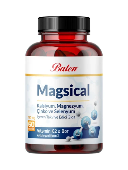 MAGSİCAL KALSİYUM&MAGNEZYUM&ÇİNKO&SELEN&VİTAMİN K KAPSÜL 730 MG*60 ürün görseli 1