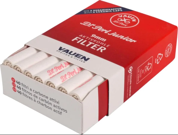 Vauen Dr.Perl Pipo Filtresi 9mm 40lı Paket ürün görseli 1