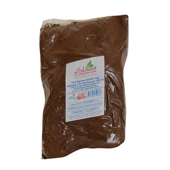 Türk Kahvesi Günlük Taze Çekilmiş 3.75 Orta Kavrum 1000 Gr Paket ürün görseli 1