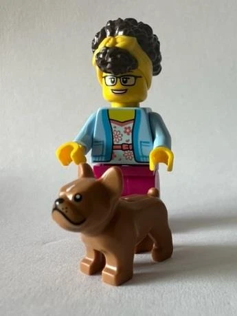 Orjinal Lego Minifigür Woman with French bulldog ürün görseli 1