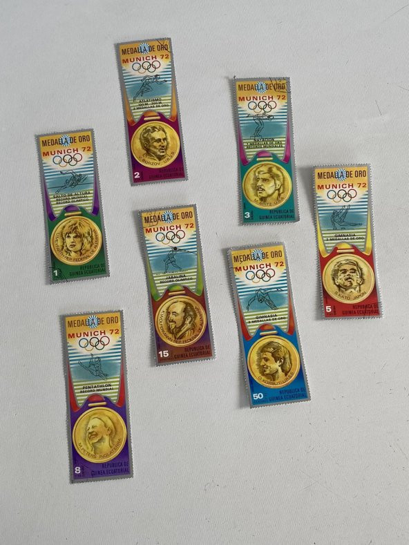 Ekvator Ginesi Munih 72 Olimpiyatları Madalya Pulu Lotu 7 Adet ürün görseli 1
