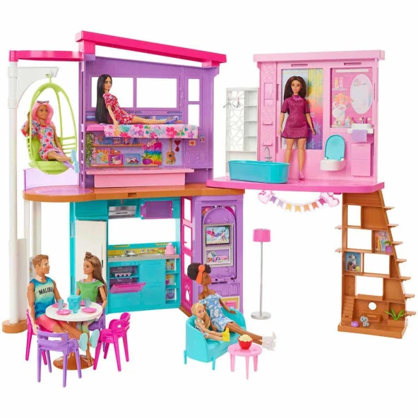 Barbie Tatil Evi 107 Cm 30 Dan Fazla Parçasıyla 2 Katlı 6 Odalı Salıncaklı 3 Yaş Ve Üzeri ürün görseli 1