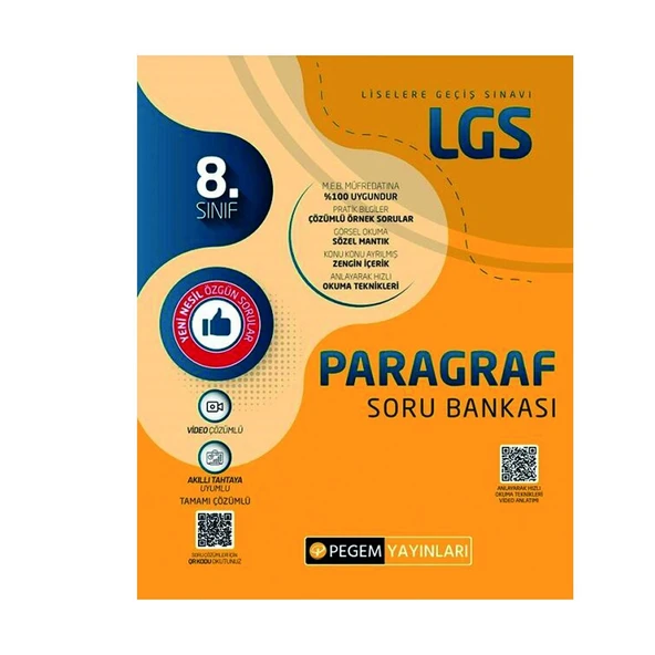 Pegem 8. Sınıf LGS Paragraf Soru Bankası ürün görseli 1