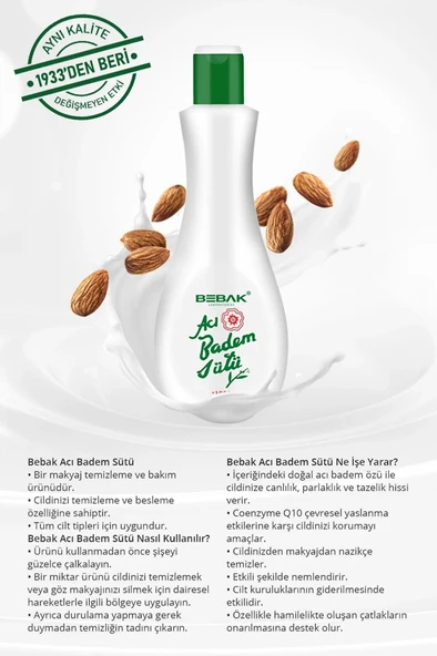 Bebak Acı Badem Sütü 215 ml 3 Adet - Resim 4