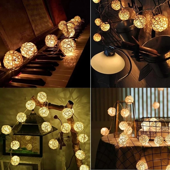 h Hasır Toplar Led Işık 2 metre GÜN IŞIĞI Dekor Lambası - Resim 3