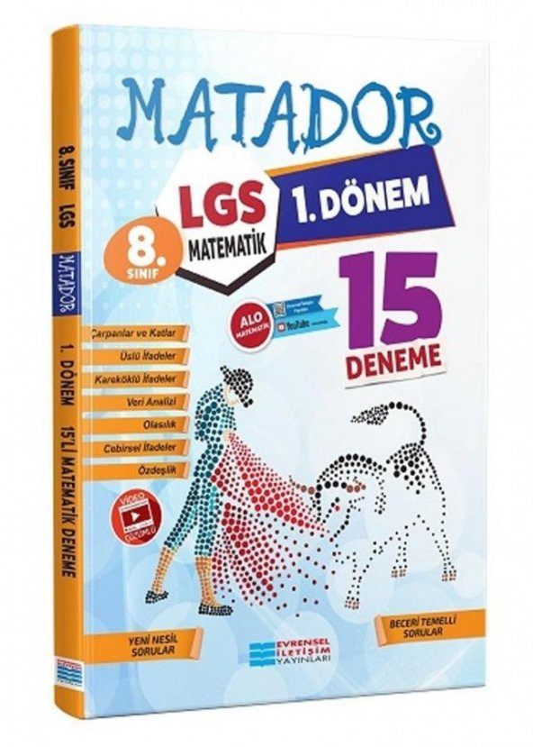 8. Sınıf LGS 1.Dönem Matematik Matador 15 li Deneme Video Çözümlü Evrensel İletişim ürün görseli 1